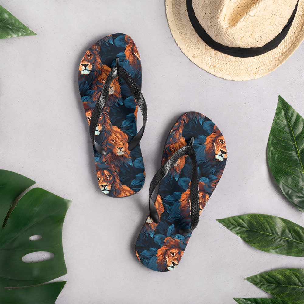 Emerald  Blossoms - Dual Lion Flip Flops