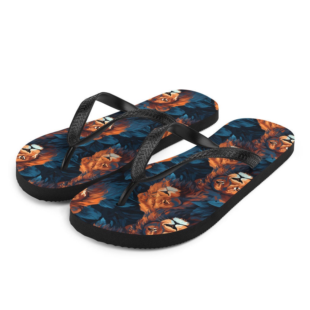 Emerald  Blossoms - Dual Lion Flip Flops