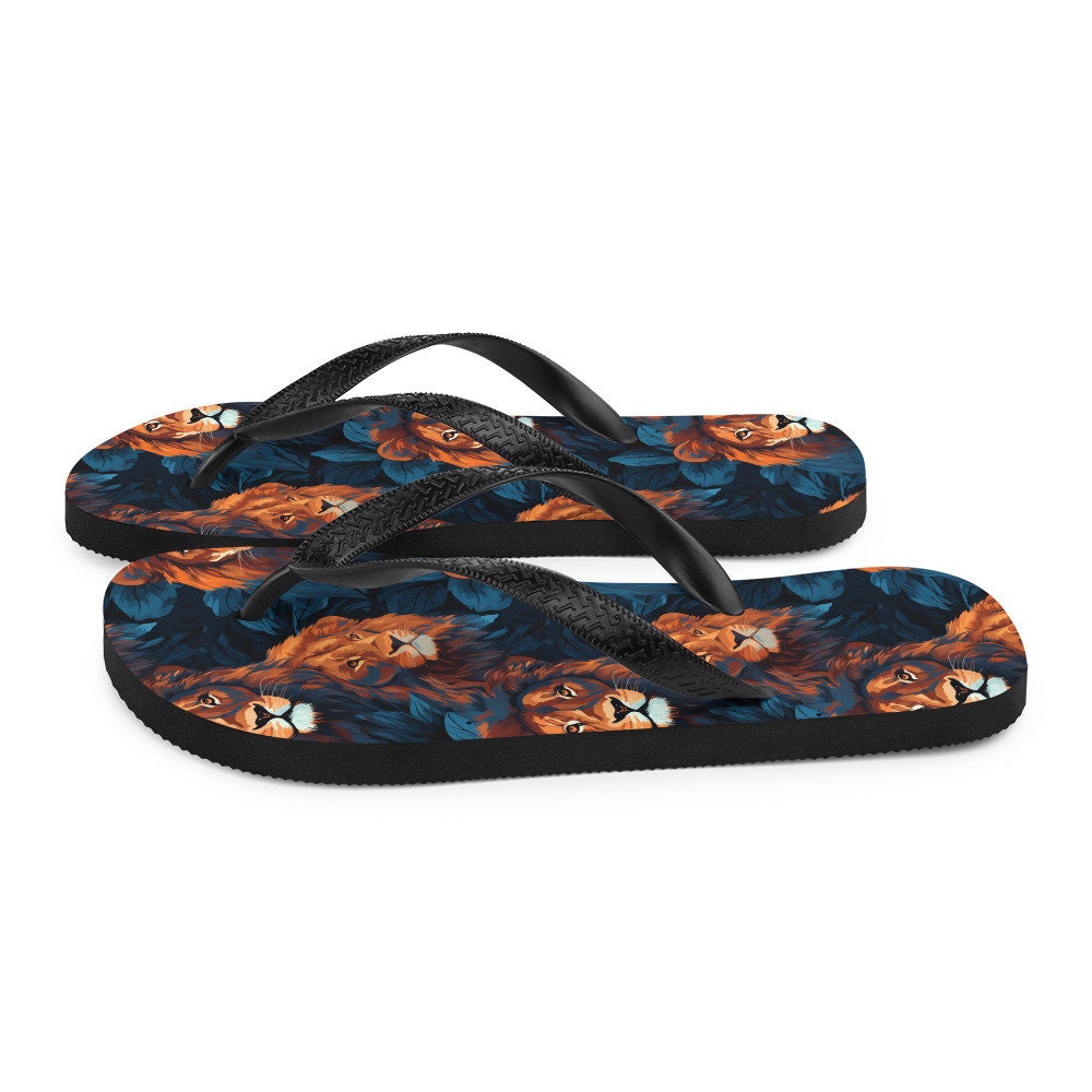 Emerald  Blossoms - Dual Lion Flip Flops