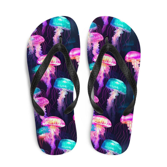 Emerald  Blossoms - Iridescent Jellyfish Flip Flops