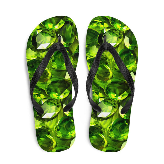 Emerald  Blossoms - Sun-Kissed Peridot Flip Flops