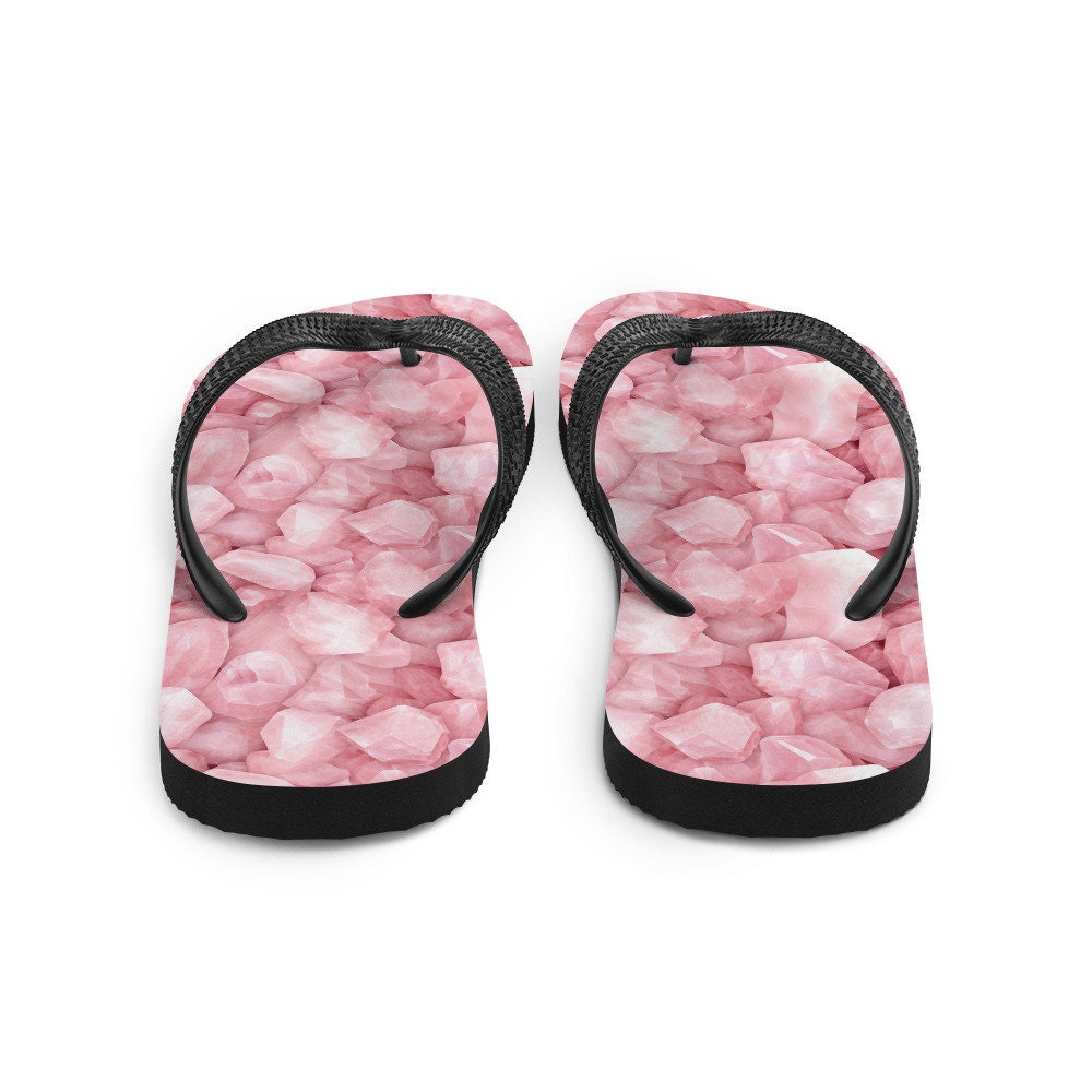 Emerald  Blossoms - Love-infused Rose Quartz Flip Flops