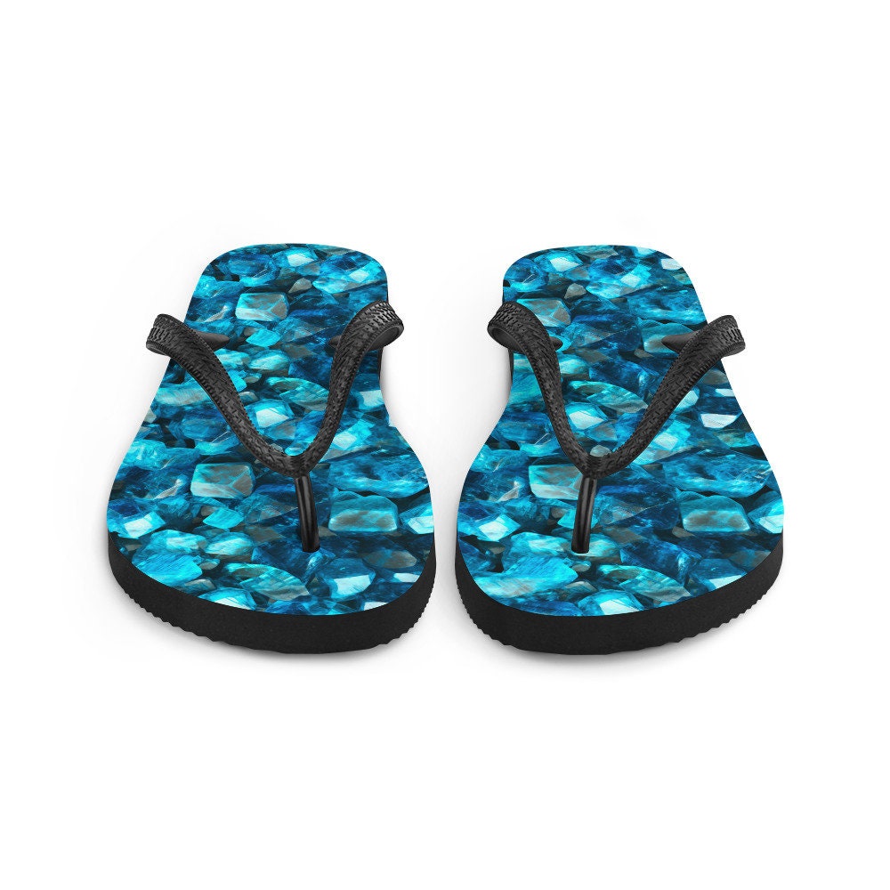 Emerald  Blossoms - Serene Blue Apatite Summer Flip Flops