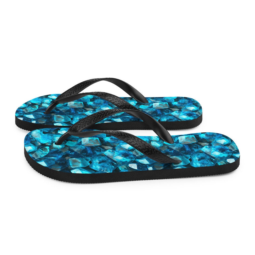 Emerald  Blossoms - Serene Blue Apatite Summer Flip Flops