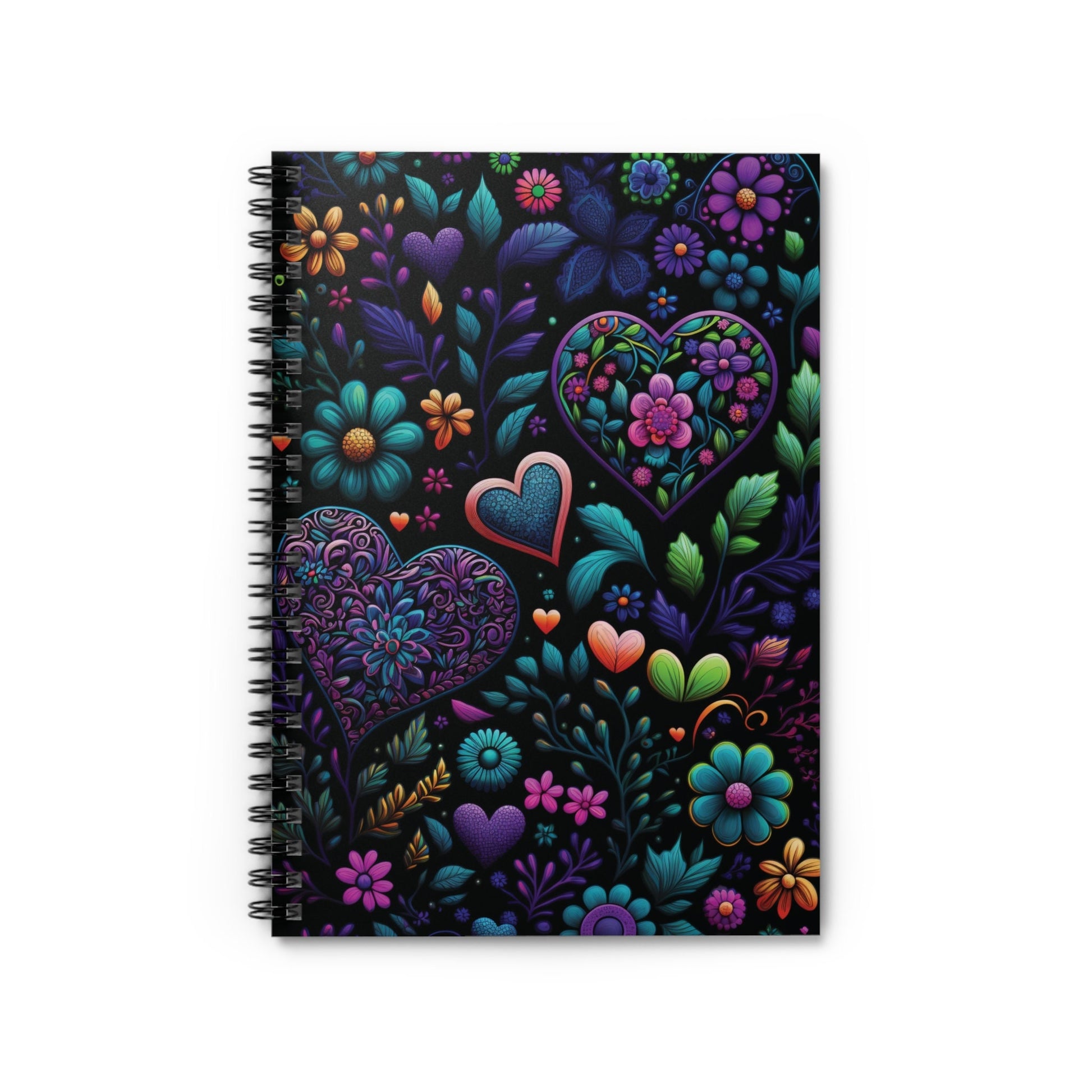 Colorful Trending Floral Heart Journal Notebook - 6x8 Ruled Line Paper - Perfect Gift Idea for Her - Elegant Stylish Design