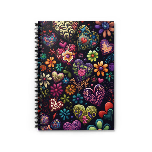 Colorful Trending Floral Heart Journal Notebook - 6x8 Ruled Line Paper - Perfect Gift Idea for Her - Elegant Stylish Design