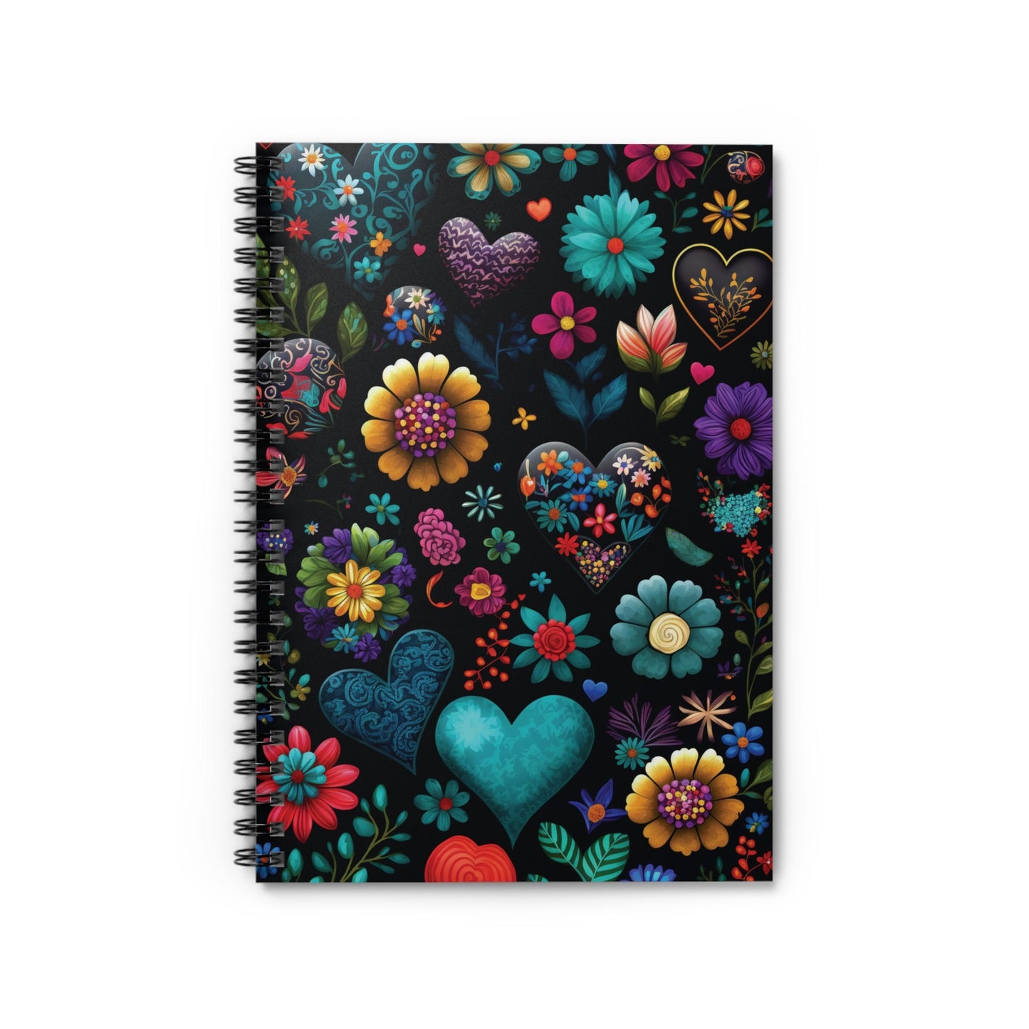 Colorful Trending Floral Heart Journal Notebook - 6x8 Ruled Line Paper - Etsy Perfect Gift Idea for Her - Elegant Stylish Design