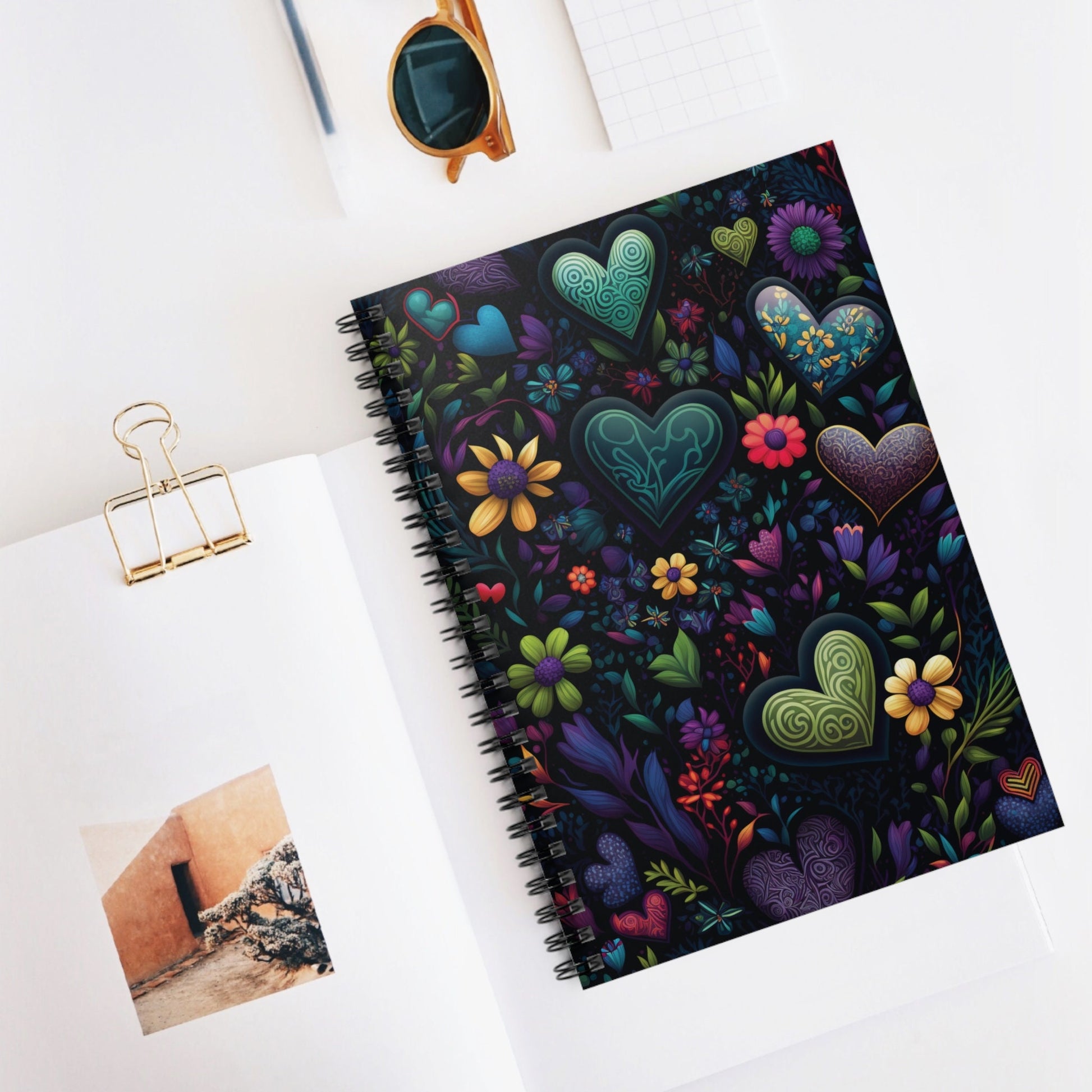 Colorful Trending Floral Heart Journal Notebook - 6x8 Ruled Line Paper - Perfect Gift Idea for Her - Elegant Stylish Design