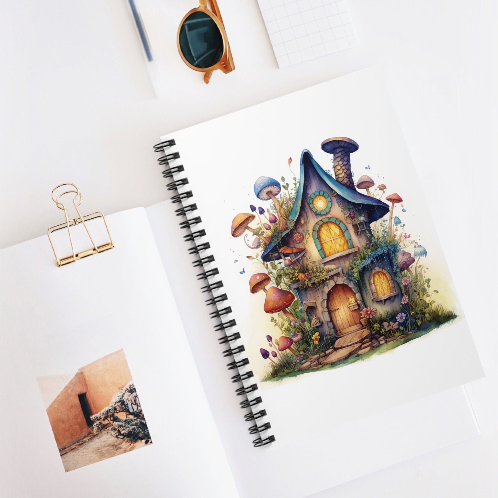 Magical Mushroom Garden Fairy House Journal Notebook 6x8 Ruled Line Paper Perfect Gift Idea Her Bestseller Stylish Design Most Popular