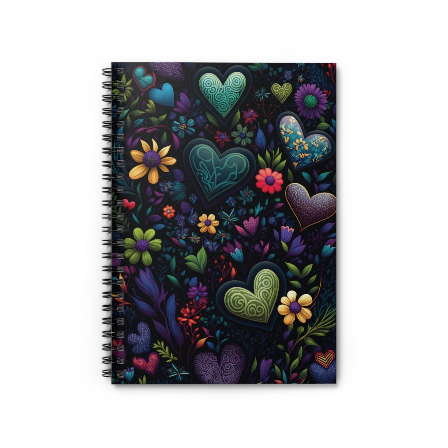 Colorful Trending Floral Heart Journal Notebook - 6x8 Ruled Line Paper - Perfect Gift Idea for Her - Elegant Stylish Design