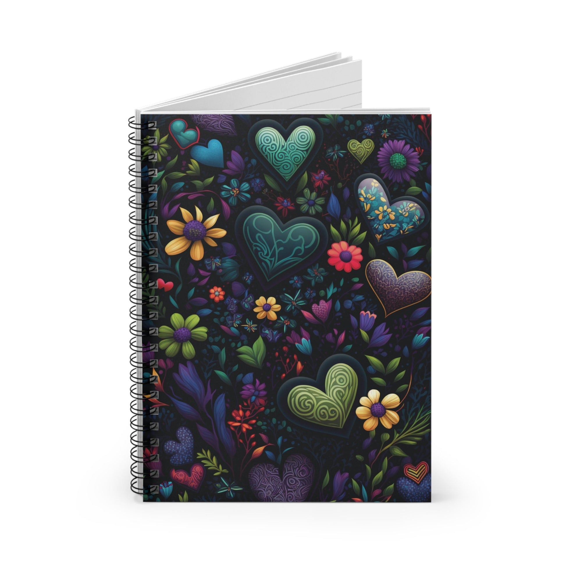 Colorful Trending Floral Heart Journal Notebook - 6x8 Ruled Line Paper - Perfect Gift Idea for Her - Elegant Stylish Design