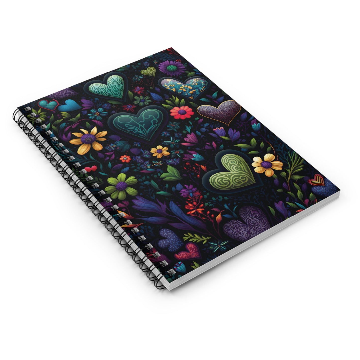 Colorful Trending Floral Heart Journal Notebook - 6x8 Ruled Line Paper - Perfect Gift Idea for Her - Elegant Stylish Design