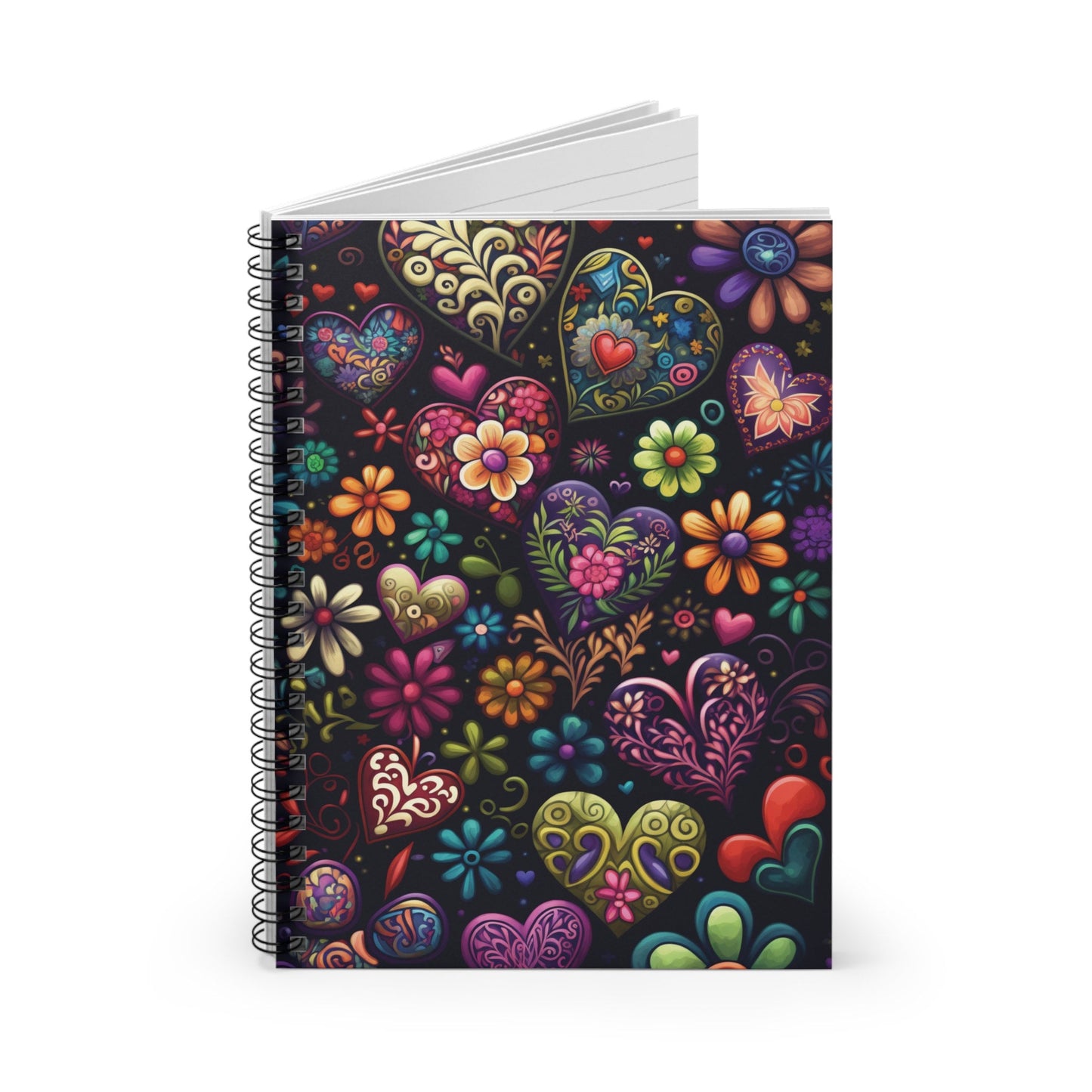 Colorful Trending Floral Heart Journal Notebook - 6x8 Ruled Line Paper - Perfect Gift Idea for Her - Elegant Stylish Design