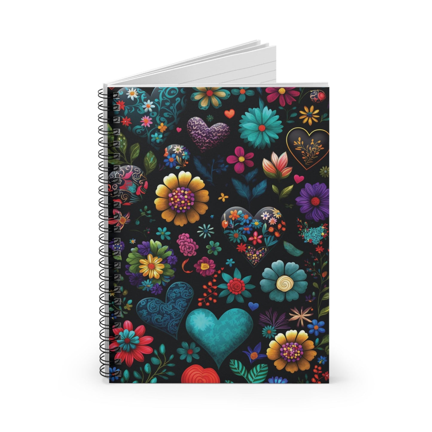 Colorful Trending Floral Heart Journal Notebook - 6x8 Ruled Line Paper - Etsy Perfect Gift Idea for Her - Elegant Stylish Design