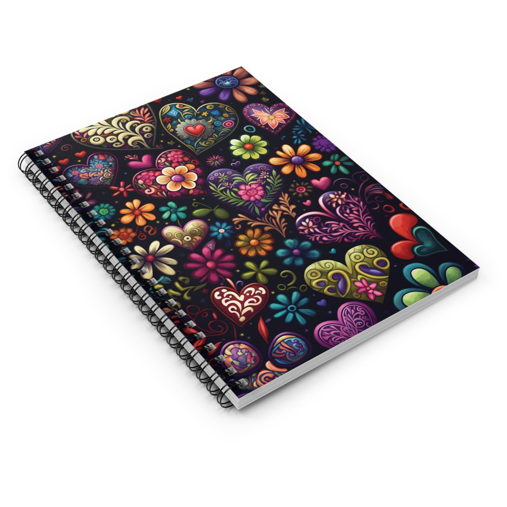 Colorful Trending Floral Heart Journal Notebook - 6x8 Ruled Line Paper - Perfect Gift Idea for Her - Elegant Stylish Design