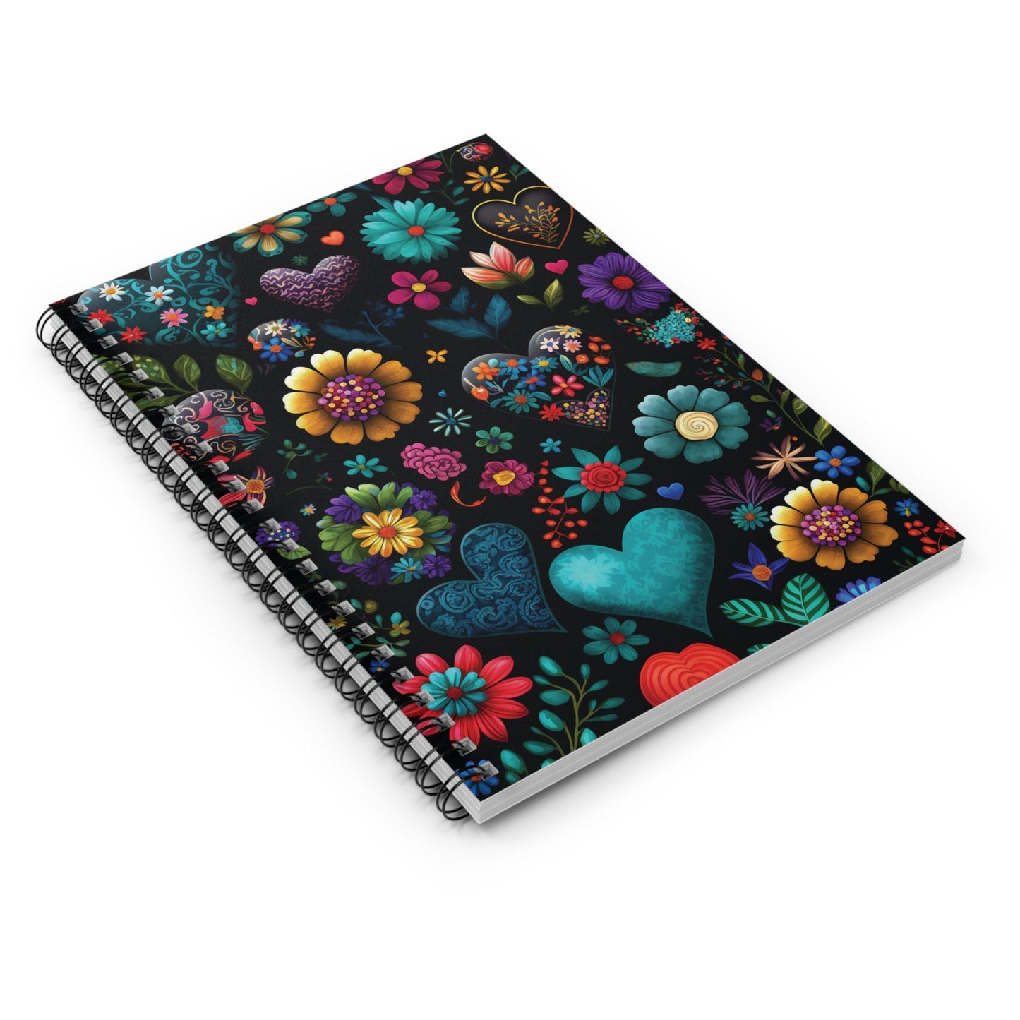 Colorful Trending Floral Heart Journal Notebook - 6x8 Ruled Line Paper - Etsy Perfect Gift Idea for Her - Elegant Stylish Design