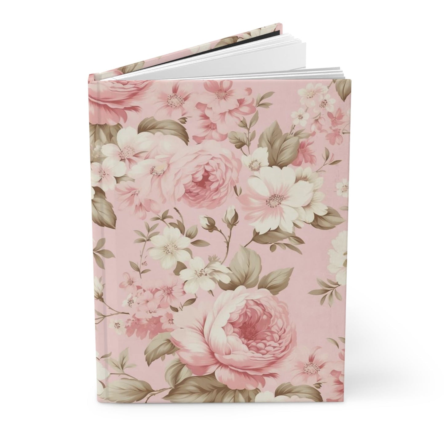 Vintage Pink Floral Flower Journal Hardcover Notebook, 5.75x8 150 Lined Pages, Item Most Popular Trending Item Boho Chic