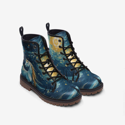 Emerald Blossoms - Starry Night Boots, Cute Horse, Van Gogh Art For Hippies