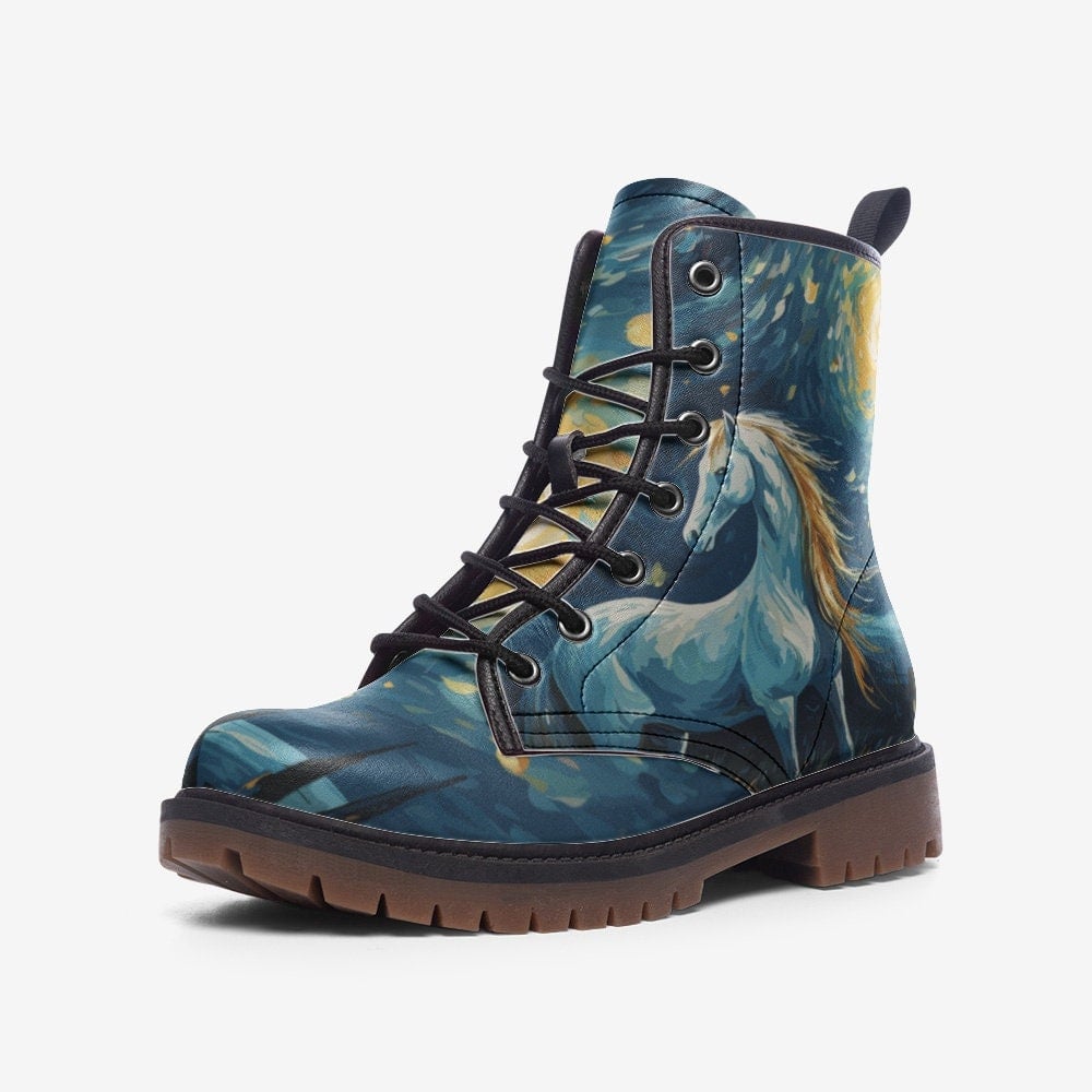 Emerald Blossoms - Starry Night Boots, Cute Horse, Van Gogh Art For Hippies