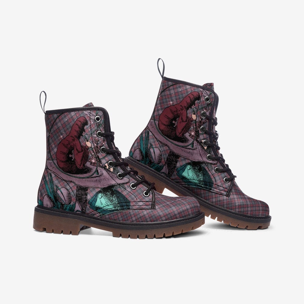 Emerald Blossoms - Alice In Wonderland Boots, Unisex Casual Vegan Leather Lightweight Boots For Hippies