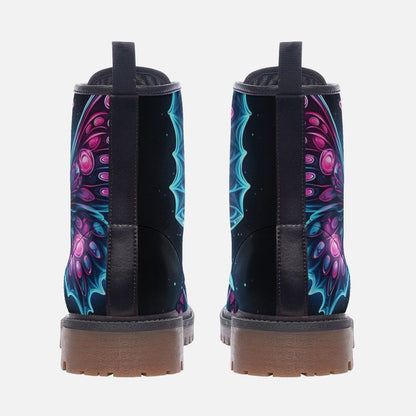 Emerald Blossoms - Butterfly Combat Boots, Neon Glowing For Hippies