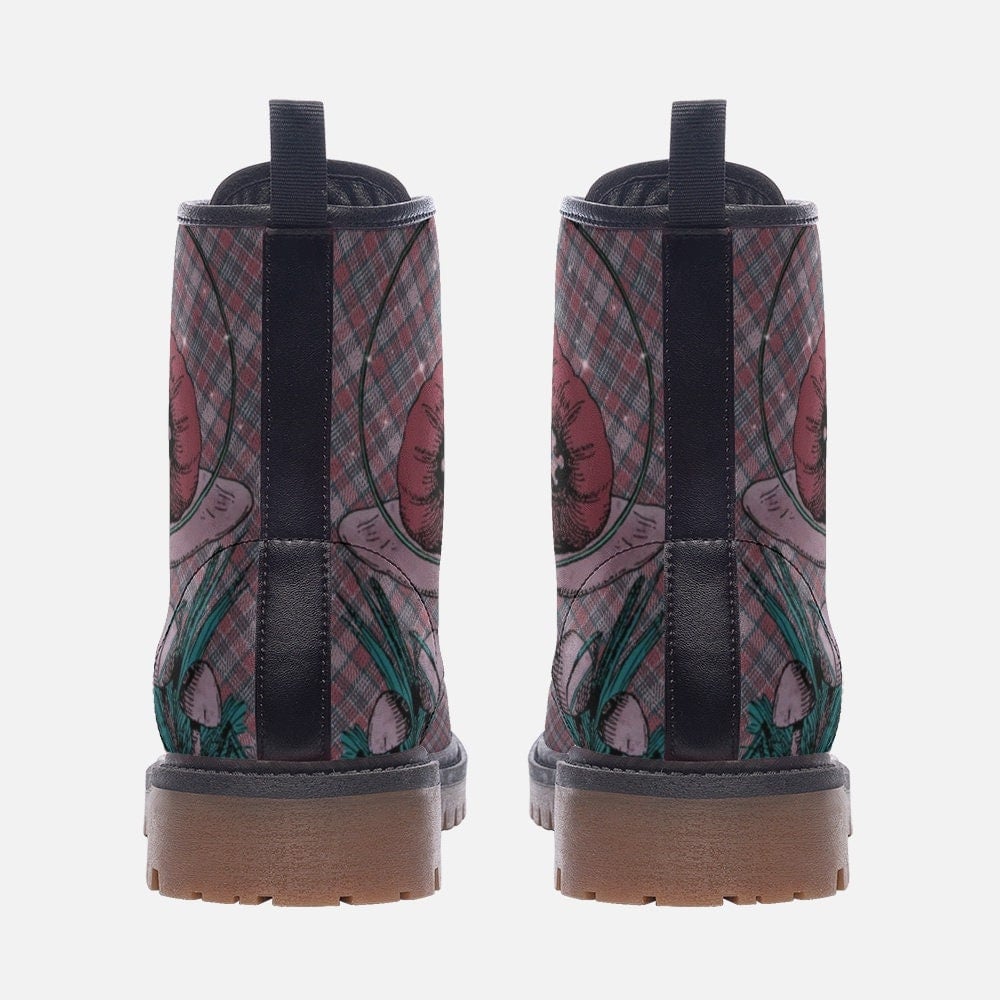 Emerald Blossoms - Alice In Wonderland Boots, Unisex Casual Vegan Leather Lightweight Boots For Hippies