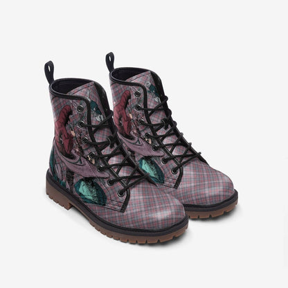 Emerald Blossoms - Alice In Wonderland Boots, Unisex Casual Vegan Leather Lightweight Boots For Hippies