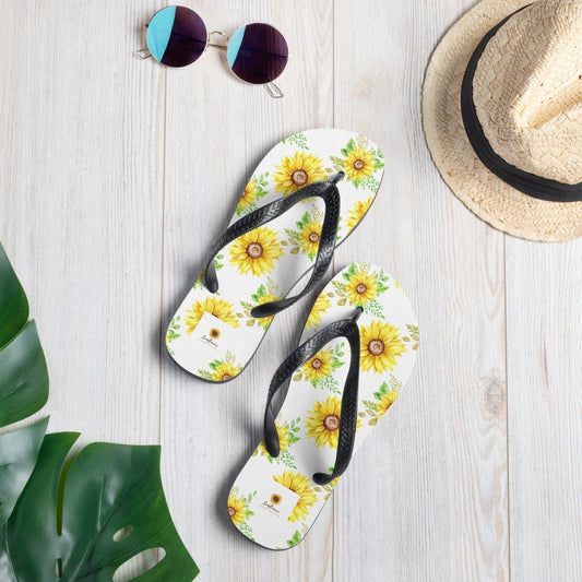 Emerald  Blossoms - Sunflower Flip-Flops