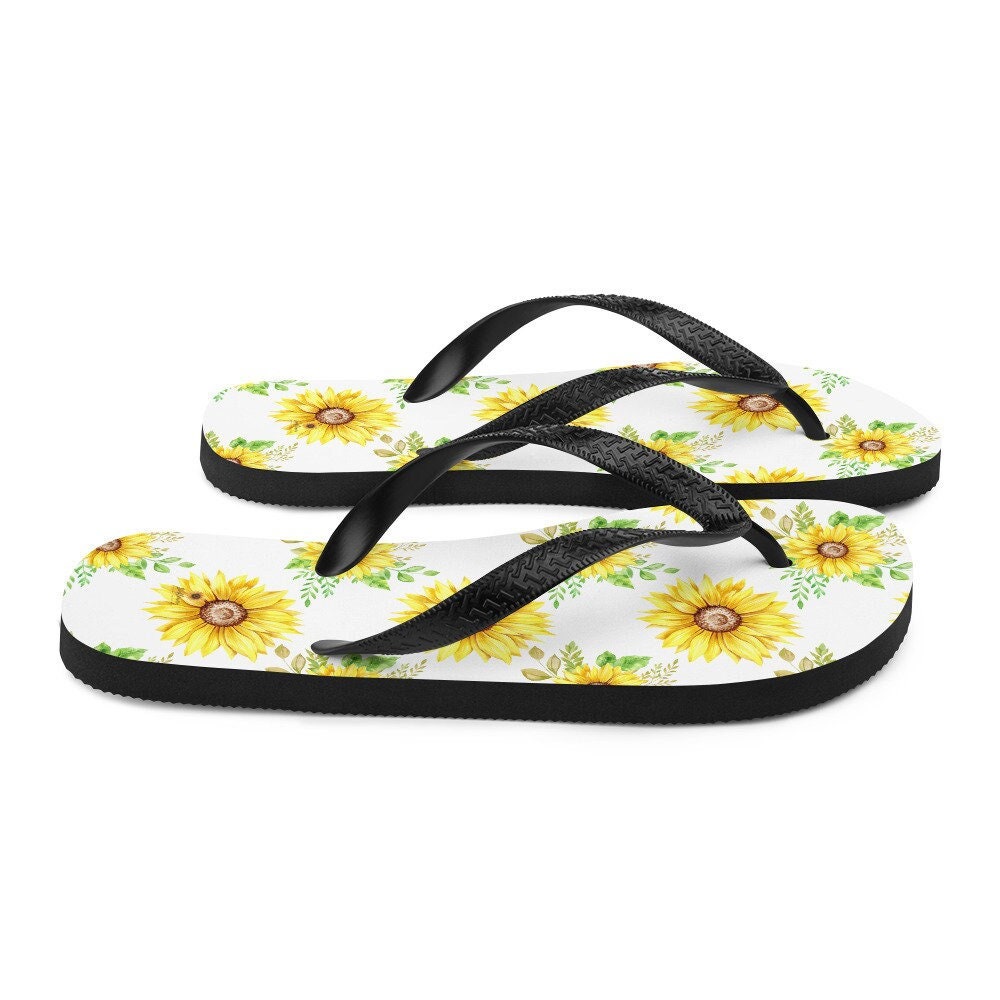 Emerald  Blossoms - Sunflowers Flip-Flops