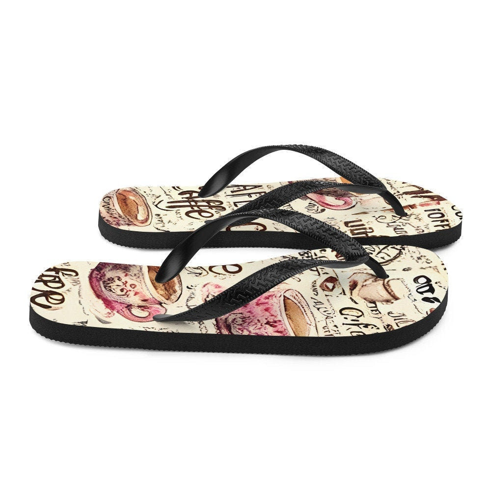 Emerald  Blossoms - Coffee Flip-Flops