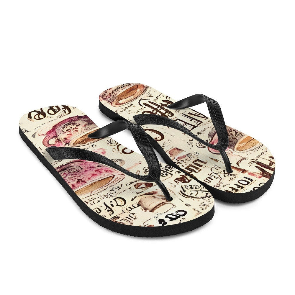 Emerald  Blossoms - Coffee Flip-Flops