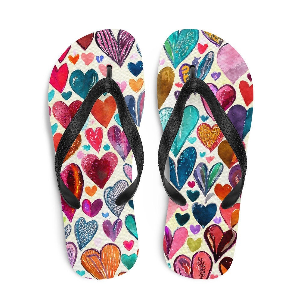 Emerald  Blossoms - Hearts Flip-Flops