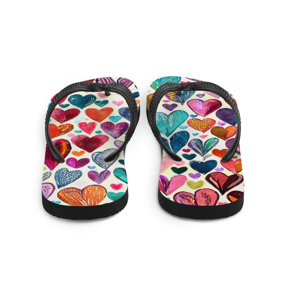 Emerald  Blossoms - Hearts Flip-Flops