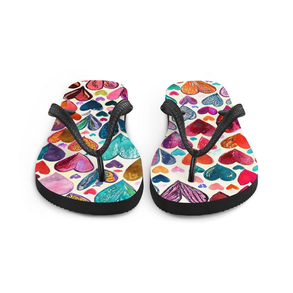 Emerald  Blossoms - Hearts Flip-Flops