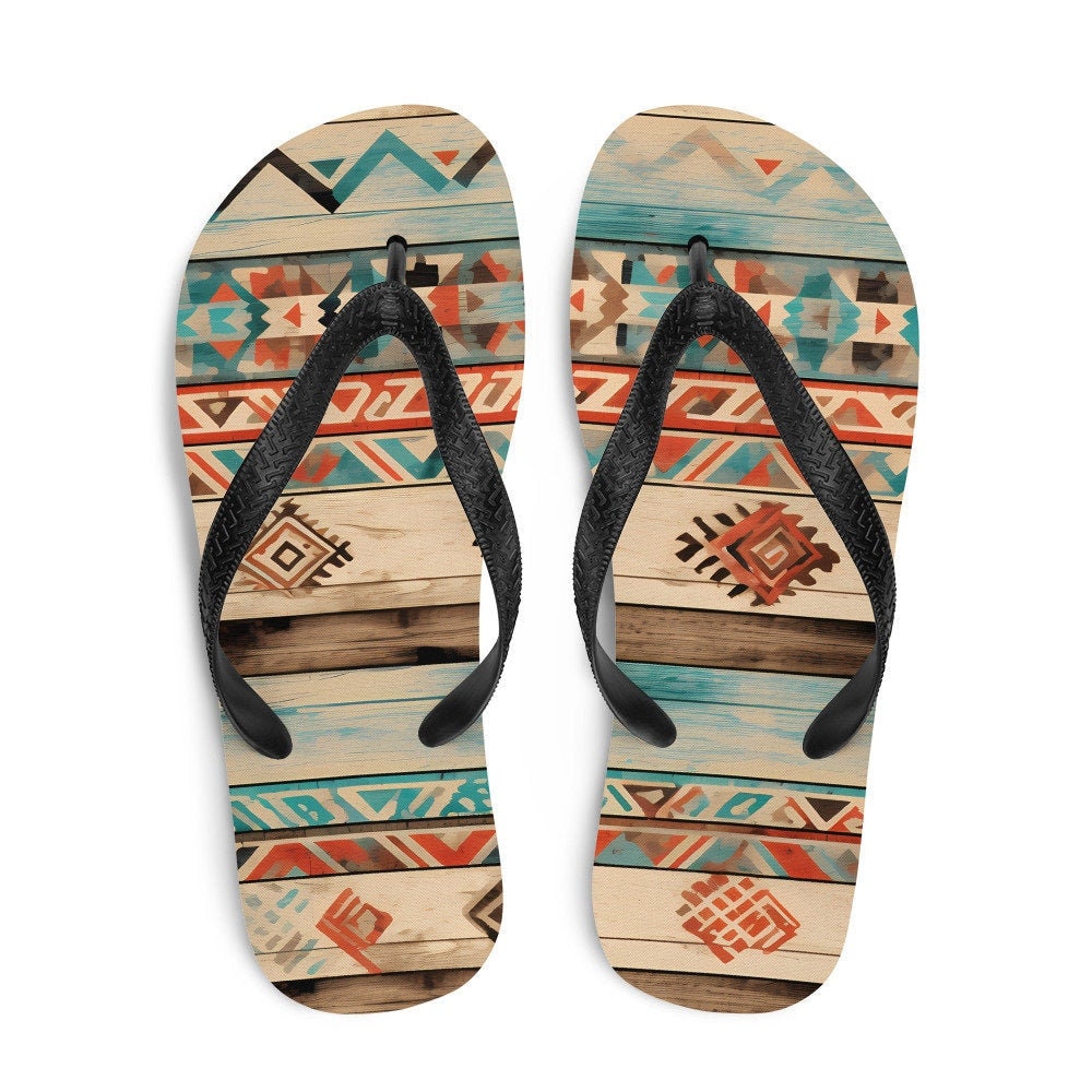 Emerald  Blossoms - Aztec Flip-Flops