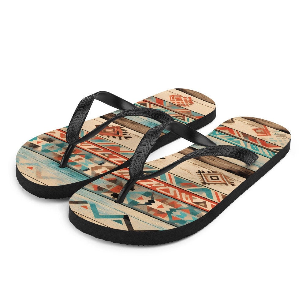 Emerald  Blossoms - Aztec Flip-Flops