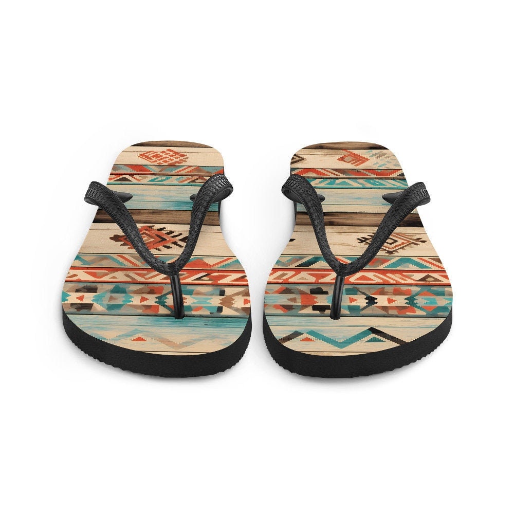 Emerald  Blossoms - Aztec Flip-Flops