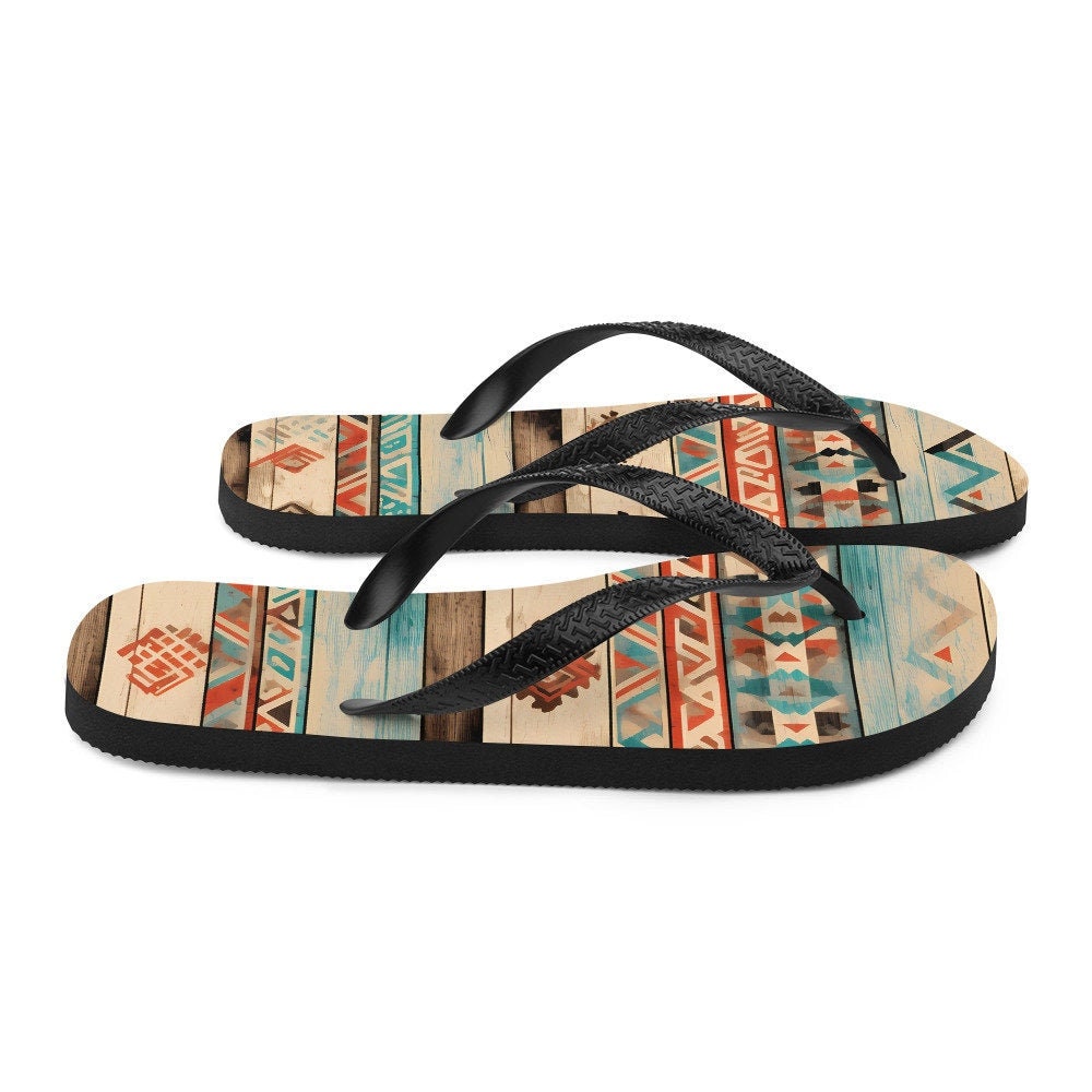 Emerald  Blossoms - Aztec Flip-Flops