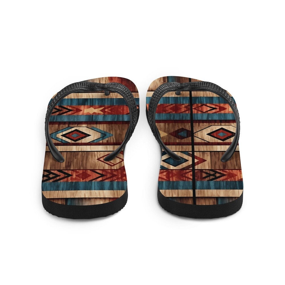 Emerald  Blossoms - Aztec Western Flip-Flops