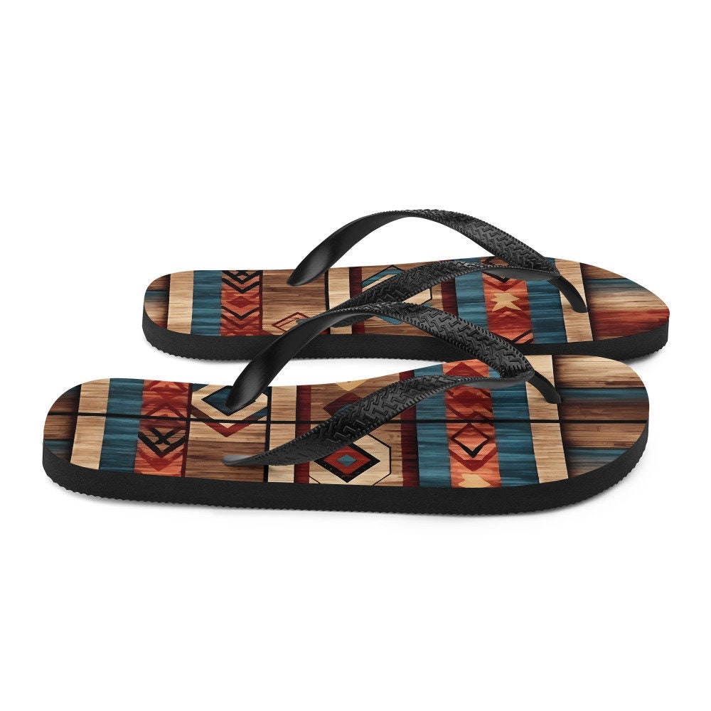 Emerald  Blossoms - Aztec Western Flip-Flops