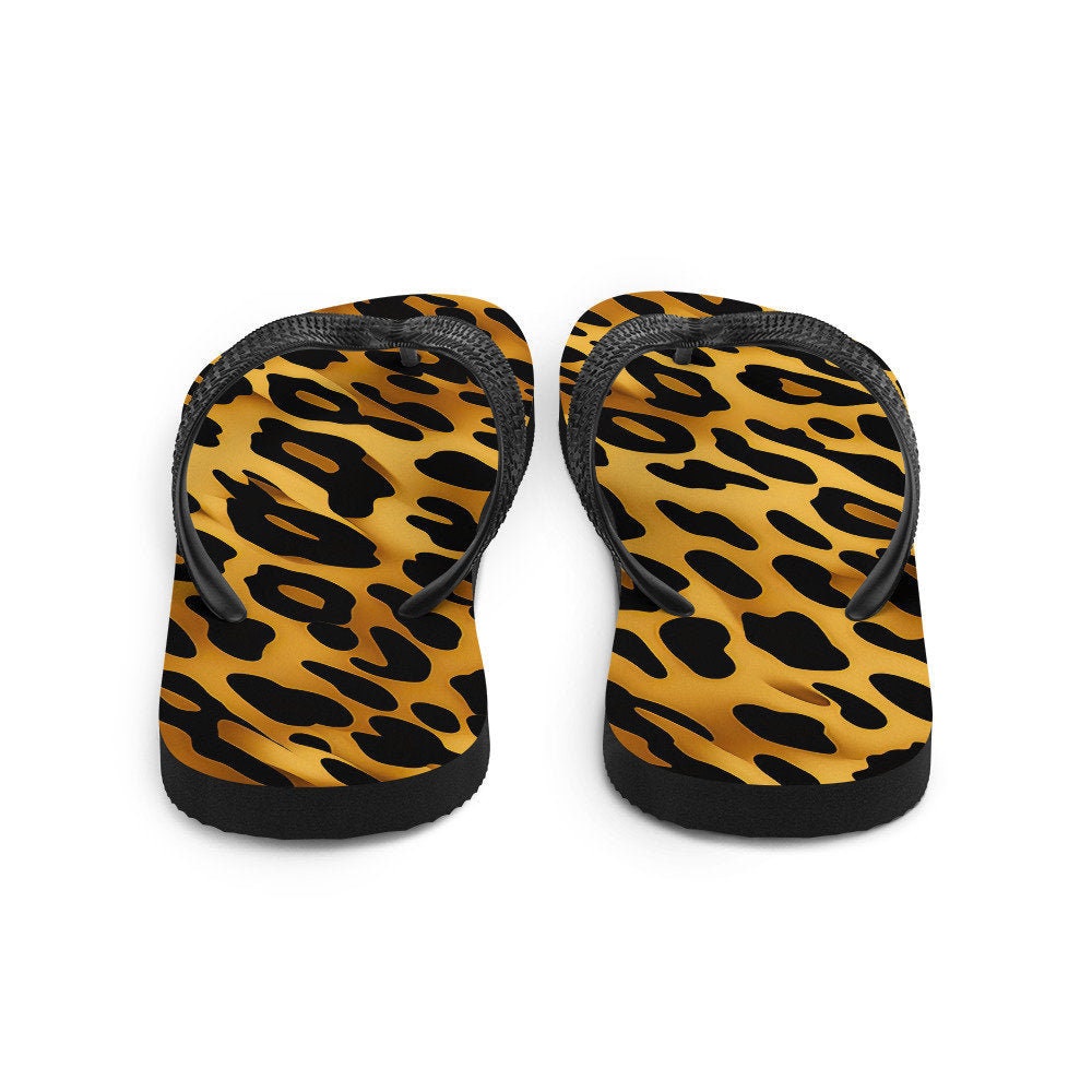 Emerald  Blossoms - Leopard Print Flip-Flops