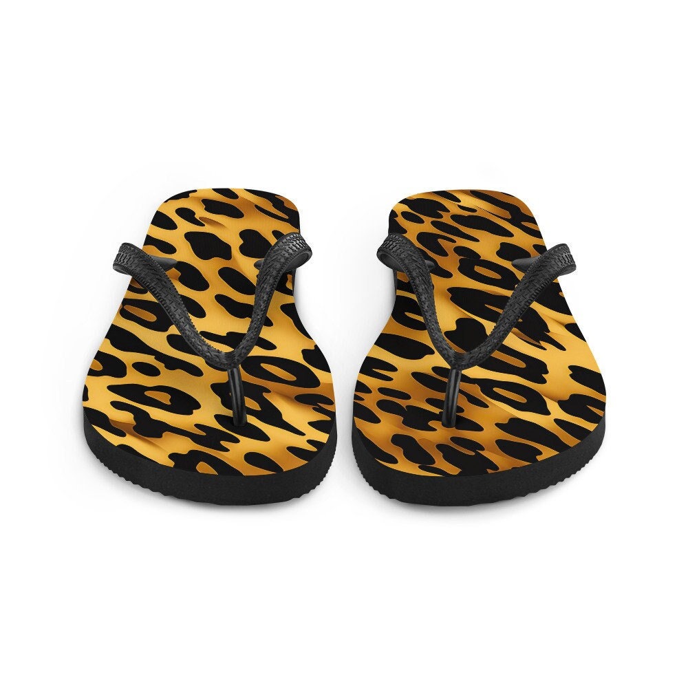 Emerald  Blossoms - Leopard Print Flip-Flops