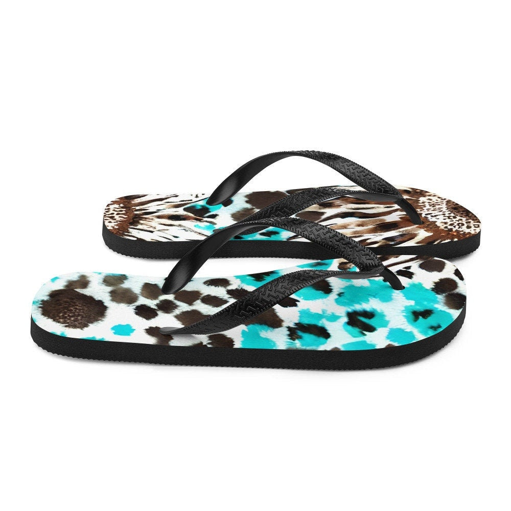 Emerald  Blossoms - Sunflower Watercolor Flip-Flops