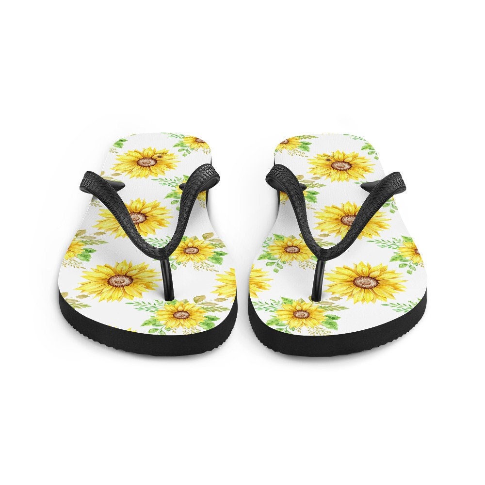 Emerald  Blossoms - Sunflowers Flip-Flops