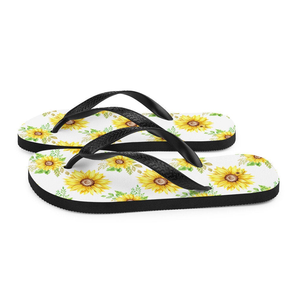 Emerald  Blossoms - Sunflowers Flip-Flops