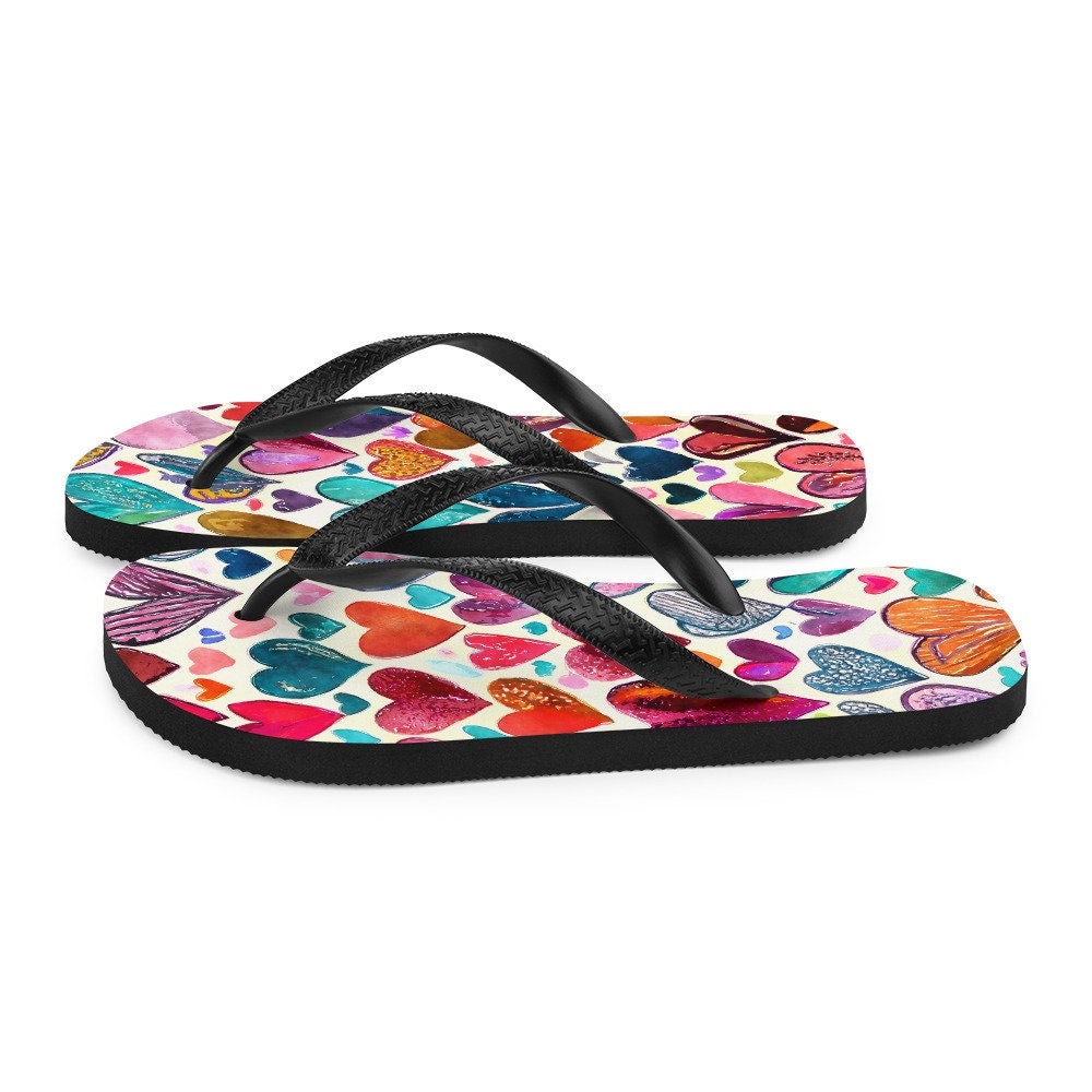 Emerald  Blossoms - Hearts Flip-Flops