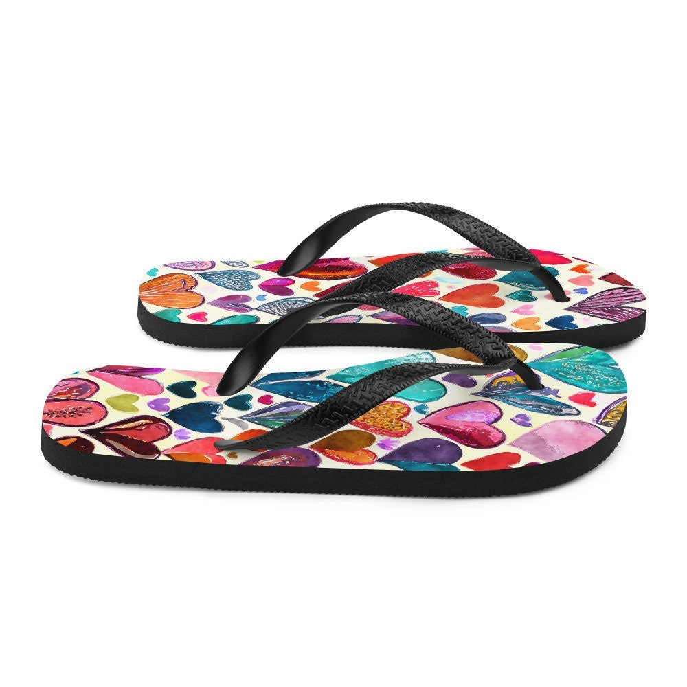 Emerald  Blossoms - Hearts Flip-Flops