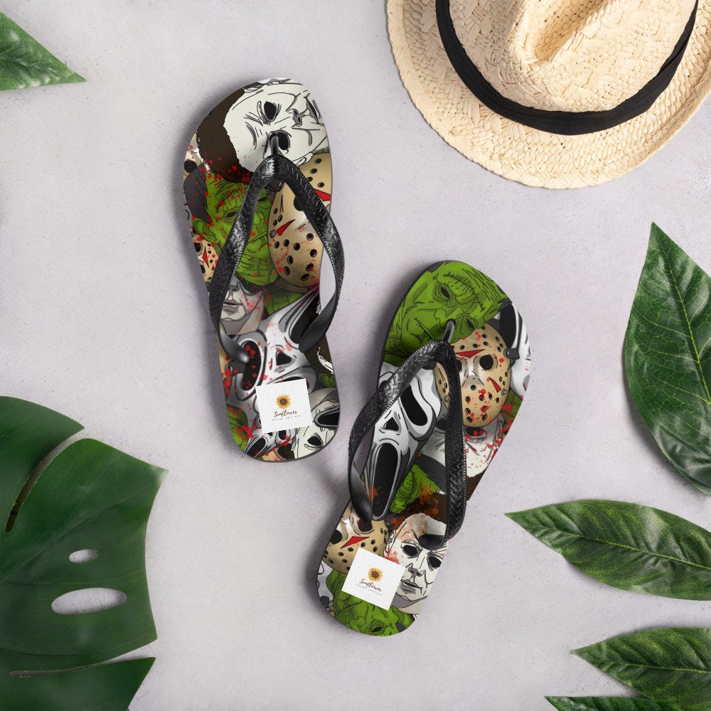 Emerald  Blossoms - Horror Movie Flip-Flops