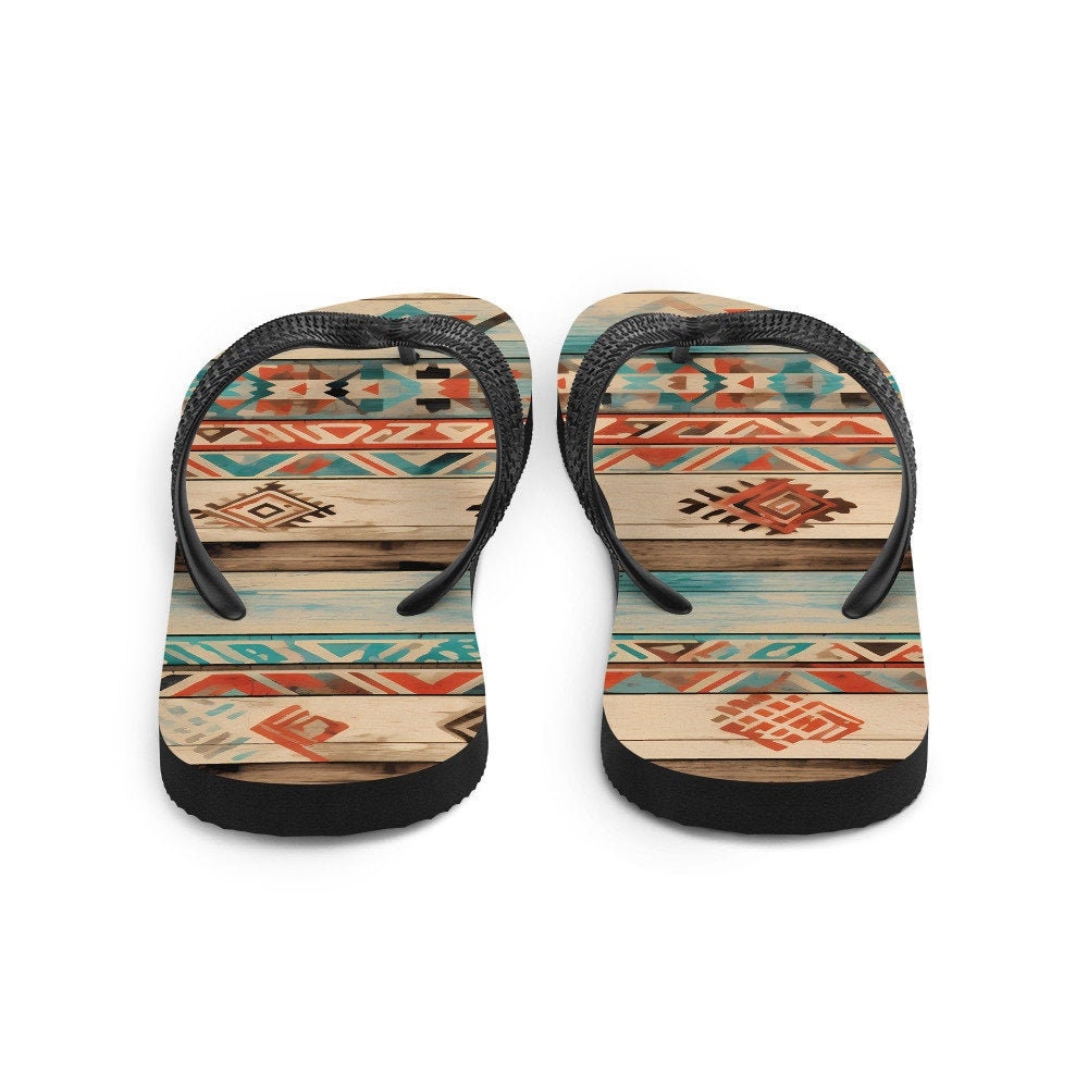 Emerald  Blossoms - Aztec Flip-Flops