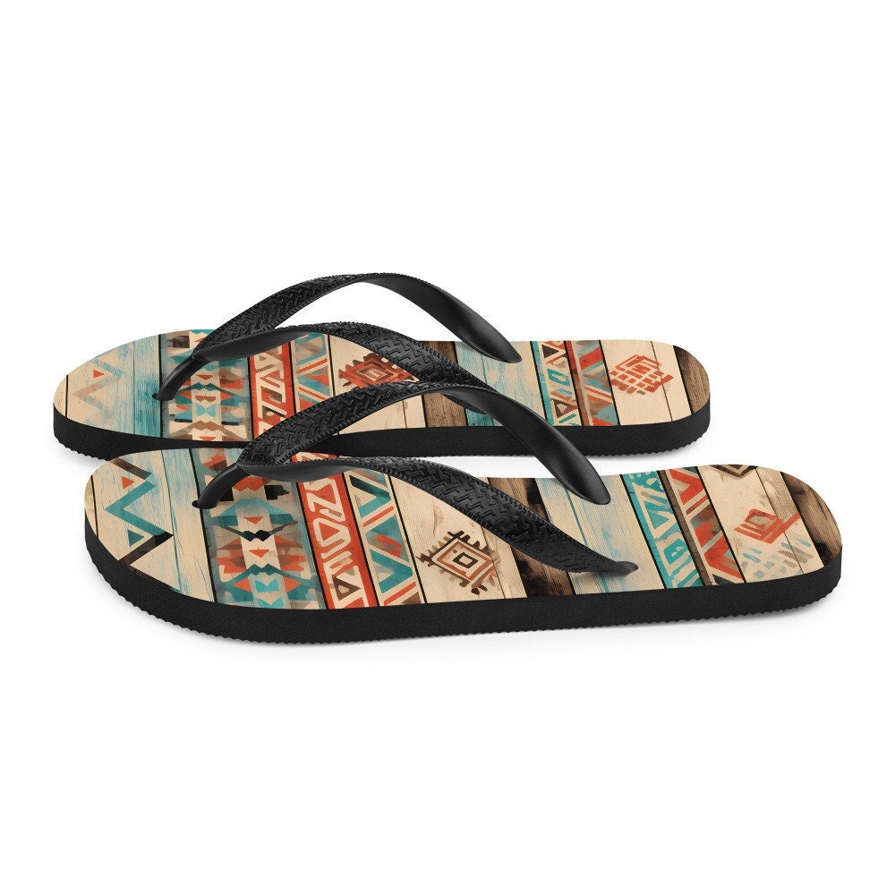 Emerald  Blossoms - Aztec Flip-Flops